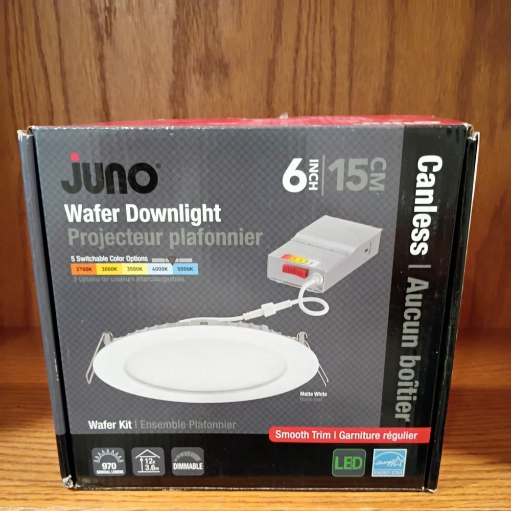 Juno Wafer Downlight 6" (15,2 см), Canless Wafer - Smooth Trim
